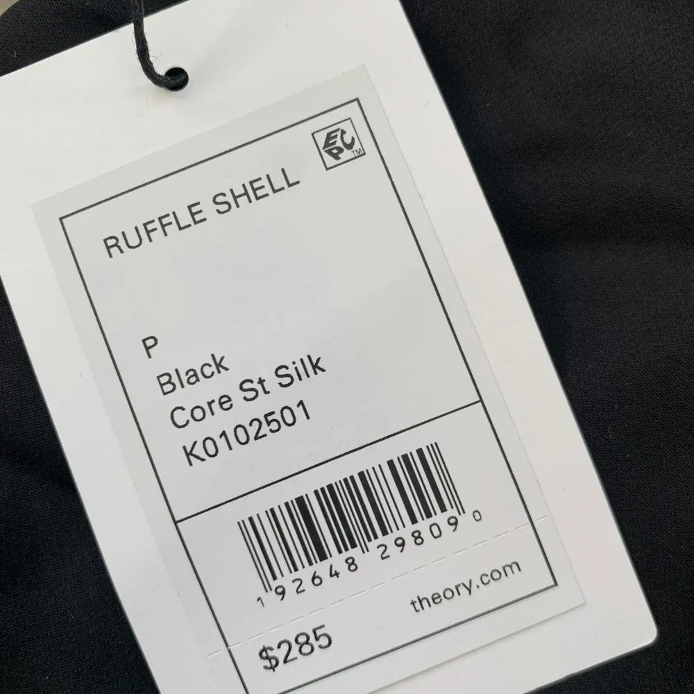 Theory Ruffle Shell blouse in black - Picture 2 of 8